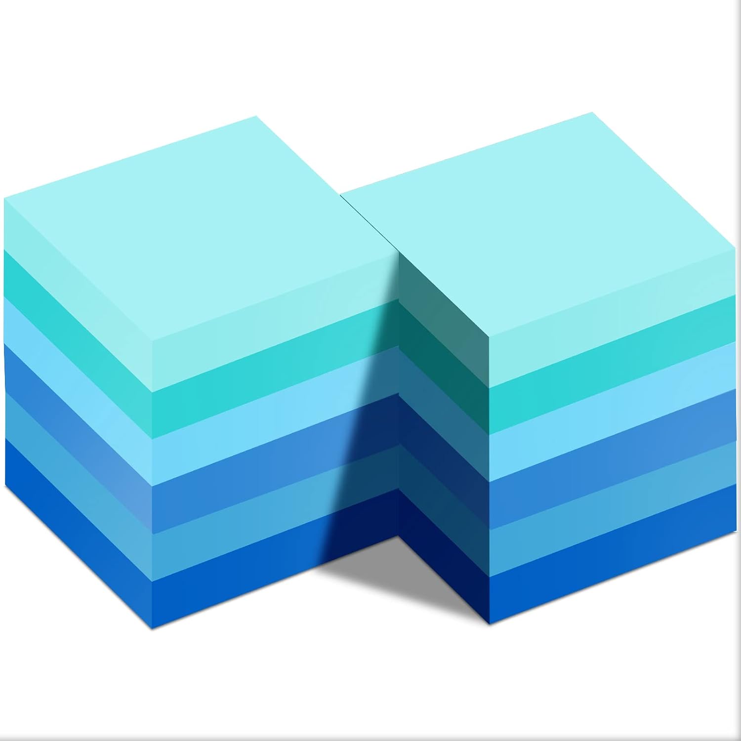 Eersida 12 Packs Blue Sticky Notes 3x3 Self Stick Note Pads