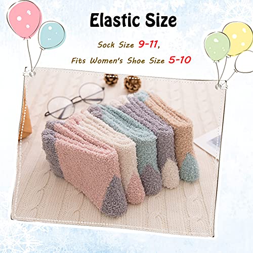Image of LANLEO 5 /6 Pairs Womens Super Soft Fuzzy Plush Warm Winter Home Sleeping Slipper Socks
