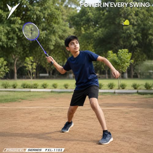Image of Jaspo Proxcel-1102 Badminton Kit | Lightweight Metal Badminton Rackets with Shuttlecocks | Balanced Frame | Comfortable Grip for Powerful Smashes | Ideal for Beginners, Kids & Teens