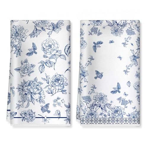 Arquiel Chinoiserie Floral Bird Microfiber Kitchen Towels, Soft Absorbent Hand Towel 40 × 60 cm, Thick Dish Cloth for Party Anniversary Holiday Decoration Housewarming Gifts