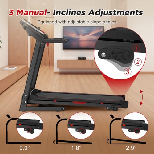 Image of 3.5HP Folding Treadmill for Home, Portable Treadmill with Incline & 12 Programs, 330 lbs Capacity Electric Running Machine for Home Office, APP Control, Easy Fold & Space Saving