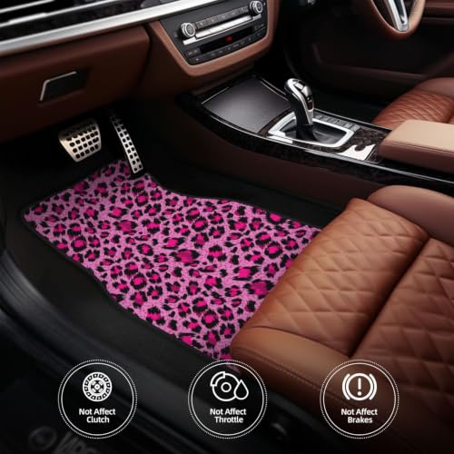 Alfombrillas para coche de lujo con diseño de leopardo rosa texturizado 5