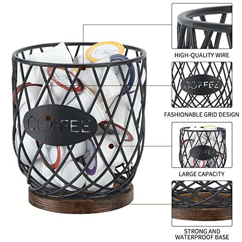 Yinmit K Cup Holder Organizer, Sturdy Coffee Pod Holder Organizer, 35 Kcup Large Capacity Storage Basket For Kitchen Counter And Office Desktop, Add Attractiveness To Your Coffee Bar Area (Circular Grid) #TOP4