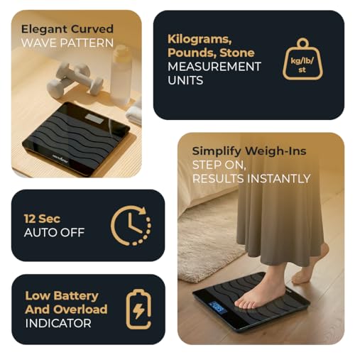 Image of HealthSense Weight Machine for Body Weight | Digital Weighing Scale for home with Step-On Technology, Tempered Glass, LCD Display, 180 kg Capacity & 1-Year Warranty | Glass-Top PS 111 Plus