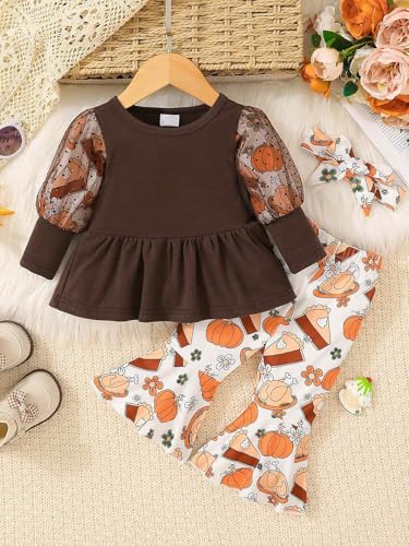 Image of Doresbebe Baby Girl Clothes Toddler Girl Outfits Infant Girl Summer Clothes for Girl Ruffle Shirt Pants+Cute Headband 3PCS