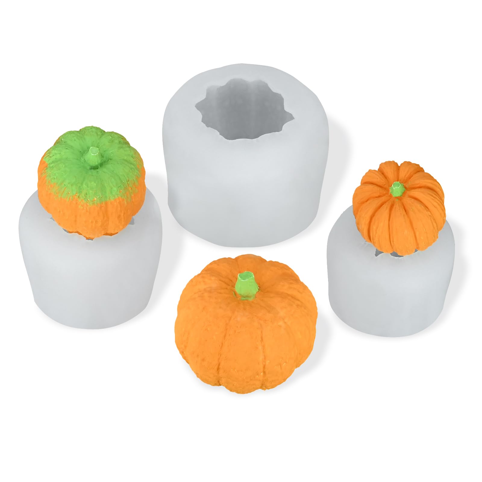 Lot De 3 Moules à Bougies Halloween En Silicone Forme Citrouille - Tailles Différentes - Pour Résine, Cire, Savon - 7