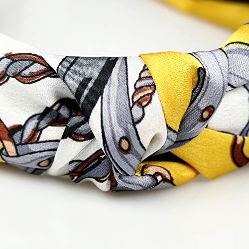 Image of DRESHOW 4 Pack Boho Fashion Turban Headbands for Women Girls Flower Printed Plastic Head Band Vintage Cross Hair Accessories