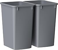 ROOMTEC 35QT Slim Trash Cans, Lightweight Durable Plastic Wastebaskets, 2-Pack for Kitchen Bathroom Office