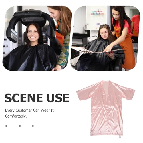 Capa para corte de cabello con mangas estilo kimono rosa miniatura 3
