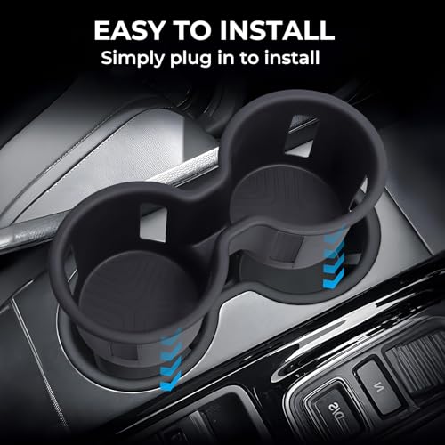 Image of Center Console Cup Holder Inserts for Honda Pilot 2023-2026 & Passport /Ridgeline 2024-2026, Interior Accessories TPE Car Cup Holder Cover for 23-26 Pilot & 24-26 Passport /Ridgeline, Black