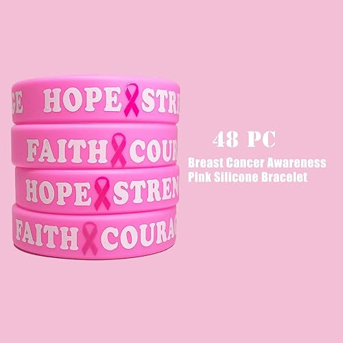 Miniatura 2 de AISENO Breast Cancer Awareness Pink Ribbon Camouflage Bracelets Rubber Wristbands Unisex