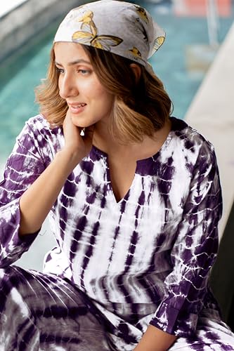 Image of MIRCHI FASHION Women's Cotton Shibori Dyed Printed Co-Ord Set of Short Kurti & Plazzo Pant