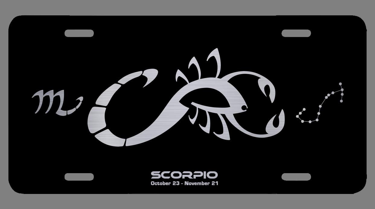 Zodiac Laser Etched Metal License Plate Gift Astrology Constellation Horoscope Astrological Aries Taurus Gemini Cancer Leo Virgo Libra Scorpio Sagittarius Capricorn Aquarius Pisces Gifts (Scorpio)
