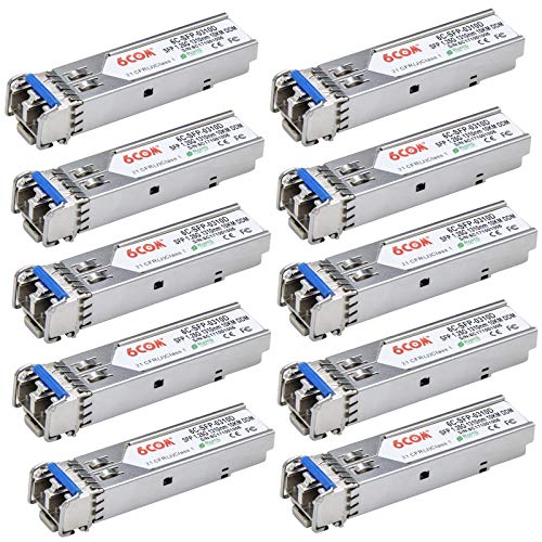 Image of 10Pack 1.25G SFP Transceiver 1000Base-lx Module, 1310nm LC Single Mode Module, up to 10 km, for Cisco GLC-LH-SMD /GLC-LH-SM /SFP-GE-L, Ubiquiti, Netgear, D-Link, Supermicro