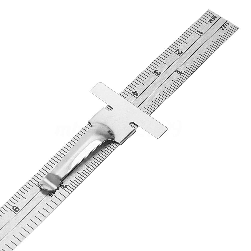 Strumento di misurazione in acciaio inox, righello tascabile di precisione con clip staccabile per profondimetro e marcatura, ideale per lavori fai da te, falegnameria, lavori di bricolage
