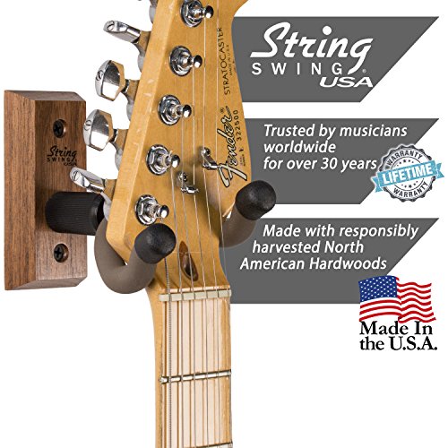 String Swing – Support mural pour guitare acoustique ou électrique CC01K – fabriqué aux États-Unis – Noyer noir – Lot de… - Les Beatles, Paul McCartney, John Lennon, RIngo Starr, George Harrison String Swing - Support mural pour guitare acoustique ou électrique CC01K - fabriqué aux États-Unis - Noyer noir - Lot de… – Image 4