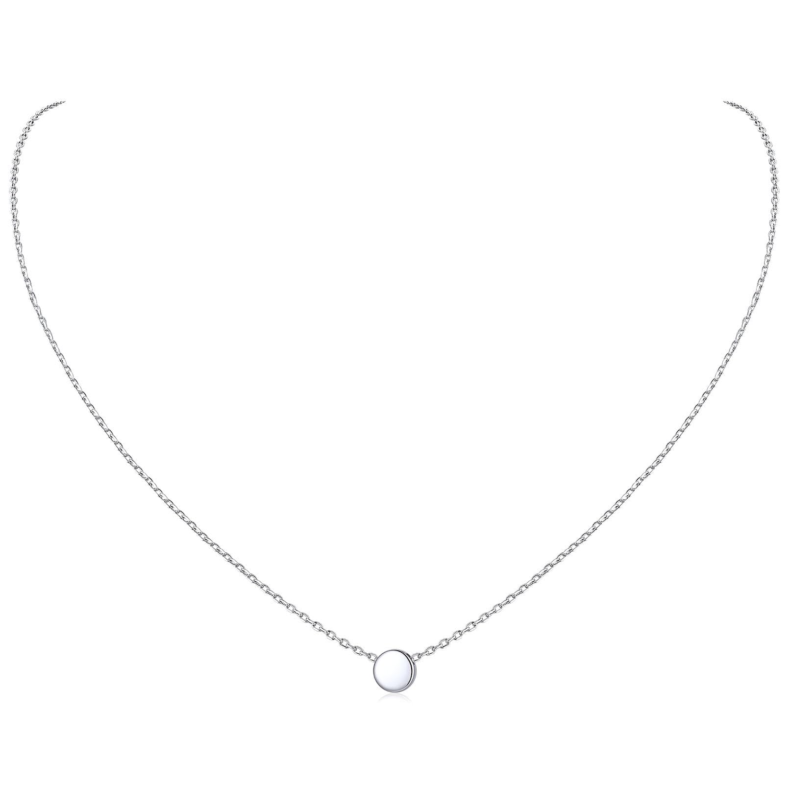 ChicSilver Personalized 925 Sterling Silver Dainty Small Heart/Star/Moon/Dot/Triangle Pendant Necklace for Women, Silver/Gold/Rose Gold/Black (with Gift Box)