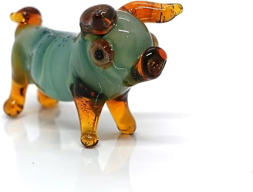Miniatura 6 de Figurita de Cerdo en Miniatura de Vidrio Animal de Vidrio Soplado Hecho a Mano Linda Escultura de Cerdo Coleccionable Decoración de Jardín de