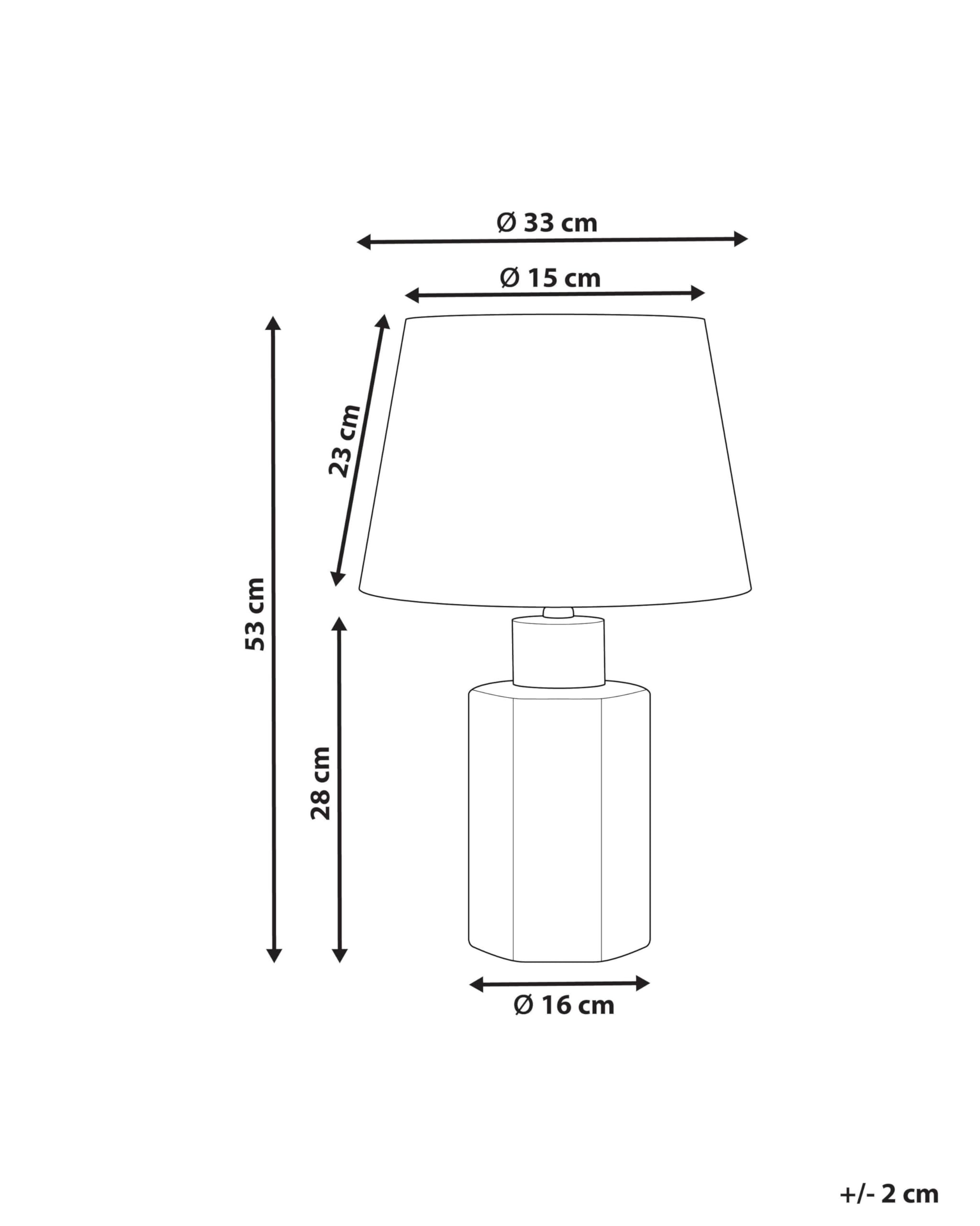 Beliani Tischlampe Porzellan blau/weiß Vasenform mit Stoffschirm Kegelform Marcelin