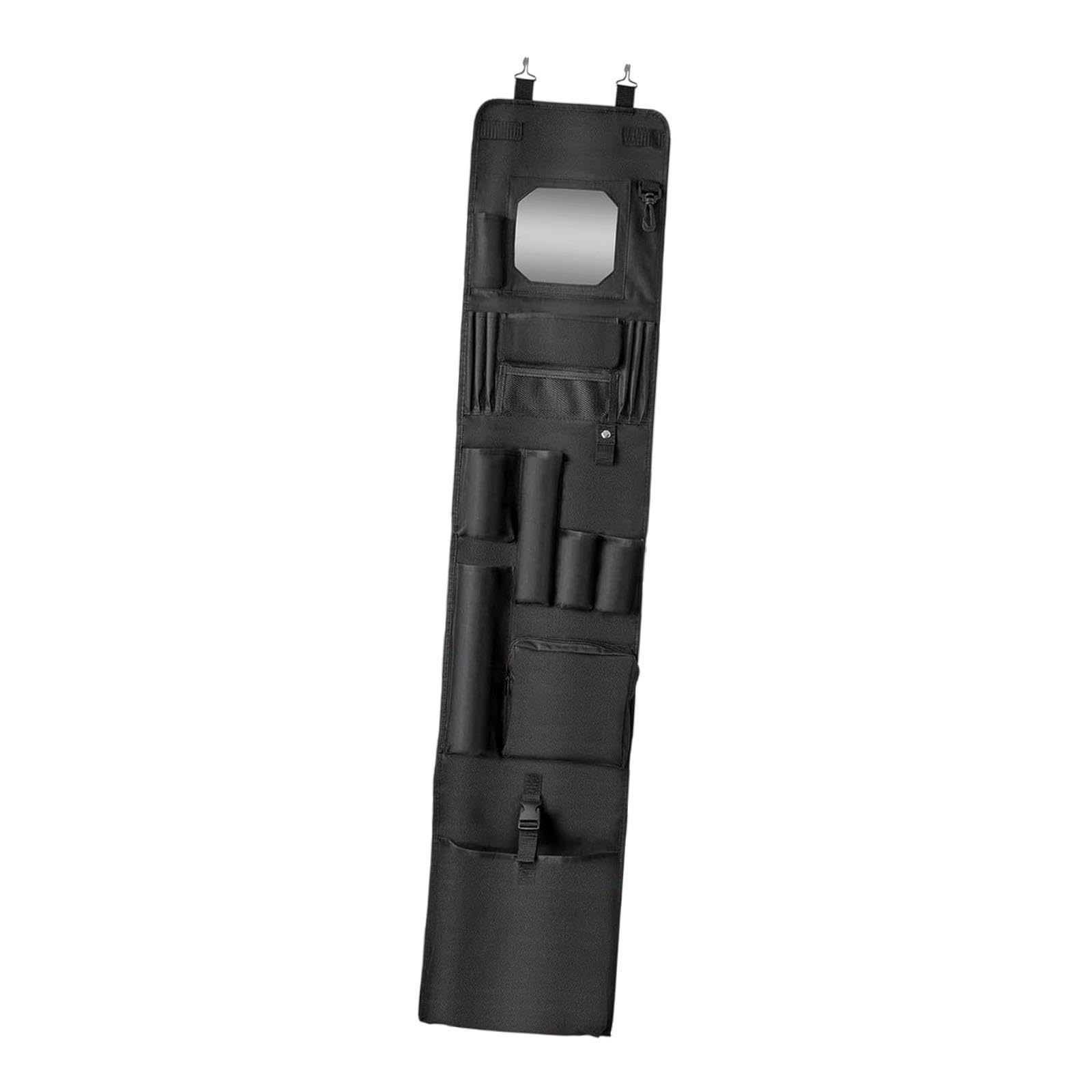 perfk Poche de Rangement Suspendue Portess, Étagère à Suspendre, Organiseur de Casier de Travail, Sac Suspendu pour Placard avec Miroir en Acrylique, Multi-Poches pour Bureau, Chambre Placard