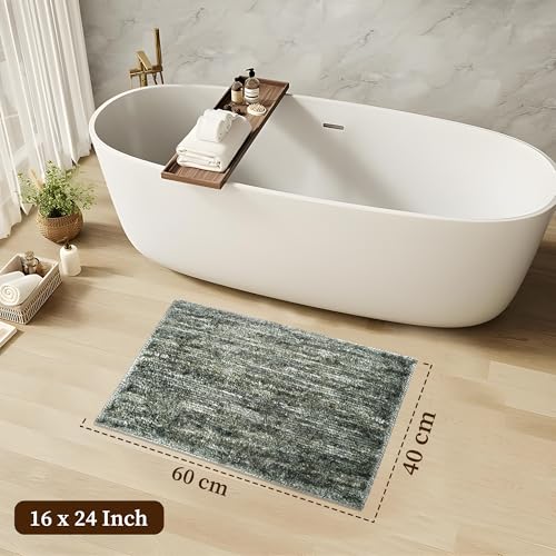 Image of Kuber Industries 16x24 Inch Anti Skid Mat for Bathroom Floor | Anti Slip Paydan /Footmat for Home & Kitchen | Doormat & Bathroom Mat for Indoor /Outdoor | Multi Riyal - Green