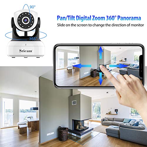 SrItalia Ultima versión SP017 Cámara WiFi interior de vigilancia 1080P inalámbrica IP cámara, objetivos giratorios, audio bidireccional, modo noche a infrarrojos, compatible con iOS Android PC