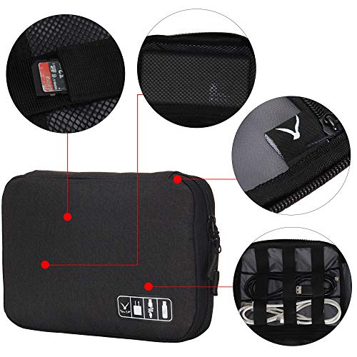 Hynes Eagle Travel Universal Cable Organizer Electronics Accessories Cases for Various USB, Phone, Charger and Cable, Black