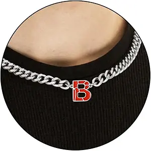 Basketball Necklaces for Boys Stainless Steel Initial Necklace with Letter A-Z 6.5mm Cuban Chain Adjustable Gifts for Men Boys 16+2 Inches