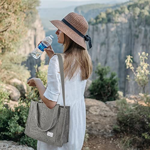 Bolsa tiracolo vintage casual de veludo cotelê para mulheres, bolsa de ombro de viagem, bolsa ecológ