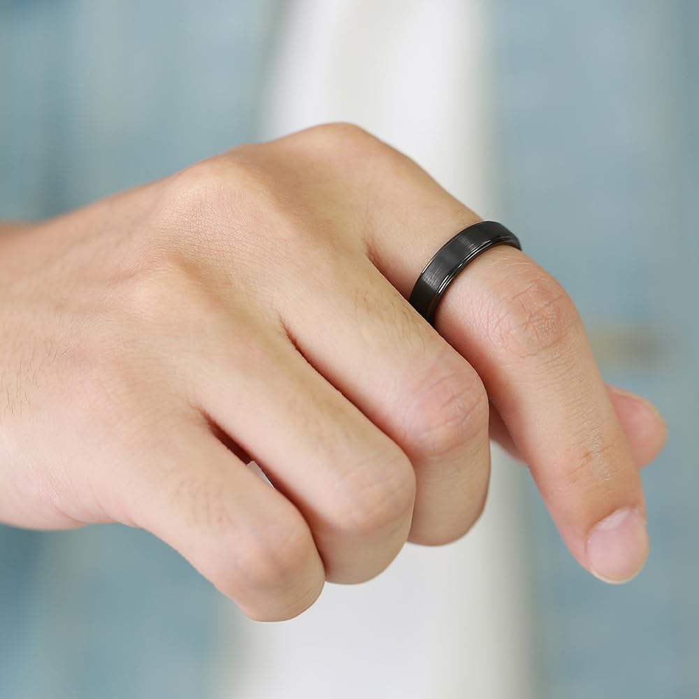 6mm 8mm Black/Gold/Silver/Purple Classic Tungsten Carbide Wedding Band Ring For Men Womem Matte Brushed Finish Comfort Fit Size 5-12 - Image 3