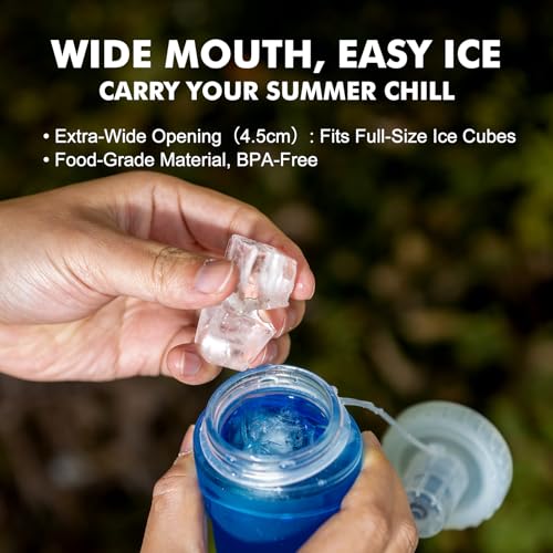 AONIJIE 500ml/2Pcs Soft Flask Collapsible Water Bottle for Running, Wide Mouth for Ice, BPA-Free Flexible Running Water Bottle Fits Hydration Vests, Foldable & Lightweight - Image 4