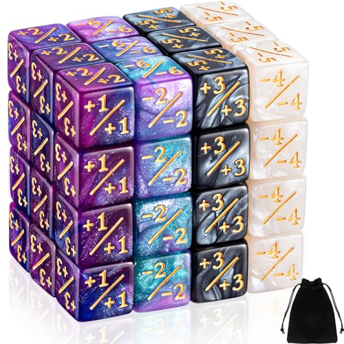 Image of Sumind 48 Pcs Counter Dice -1 /+1 Counters Ability Keyword Counters Buff Tokens 6 Sided Dice Gifts Compatible with CCG TCG Cards Gaming Accessory (Trendy Style)