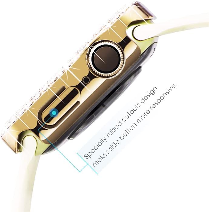 Miniatura 5 de HANKN Funda brillante para Apple Watch Series 654SE  Protector de pantalla de vidrio templado de 1.732 pulgadas, policarbonato duro a prueba de