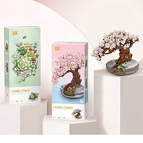 Tosbes Sakura Baum Bausteine, 426+ Stück Verfärbt Topfpflanzen Modell Bausatz, Kreative Bonsai Blume, Botanik Kollektion… – Bild 7