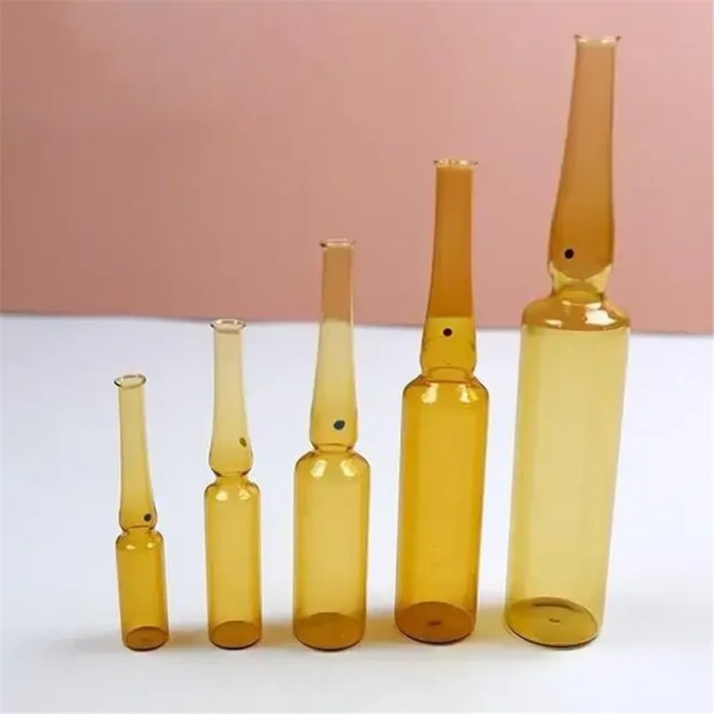 Equipos y suministros de laboratorio Botella de vidrio ámbar 1/2/5 ml con cuello plegable fácil usar, botella ampolla vacía