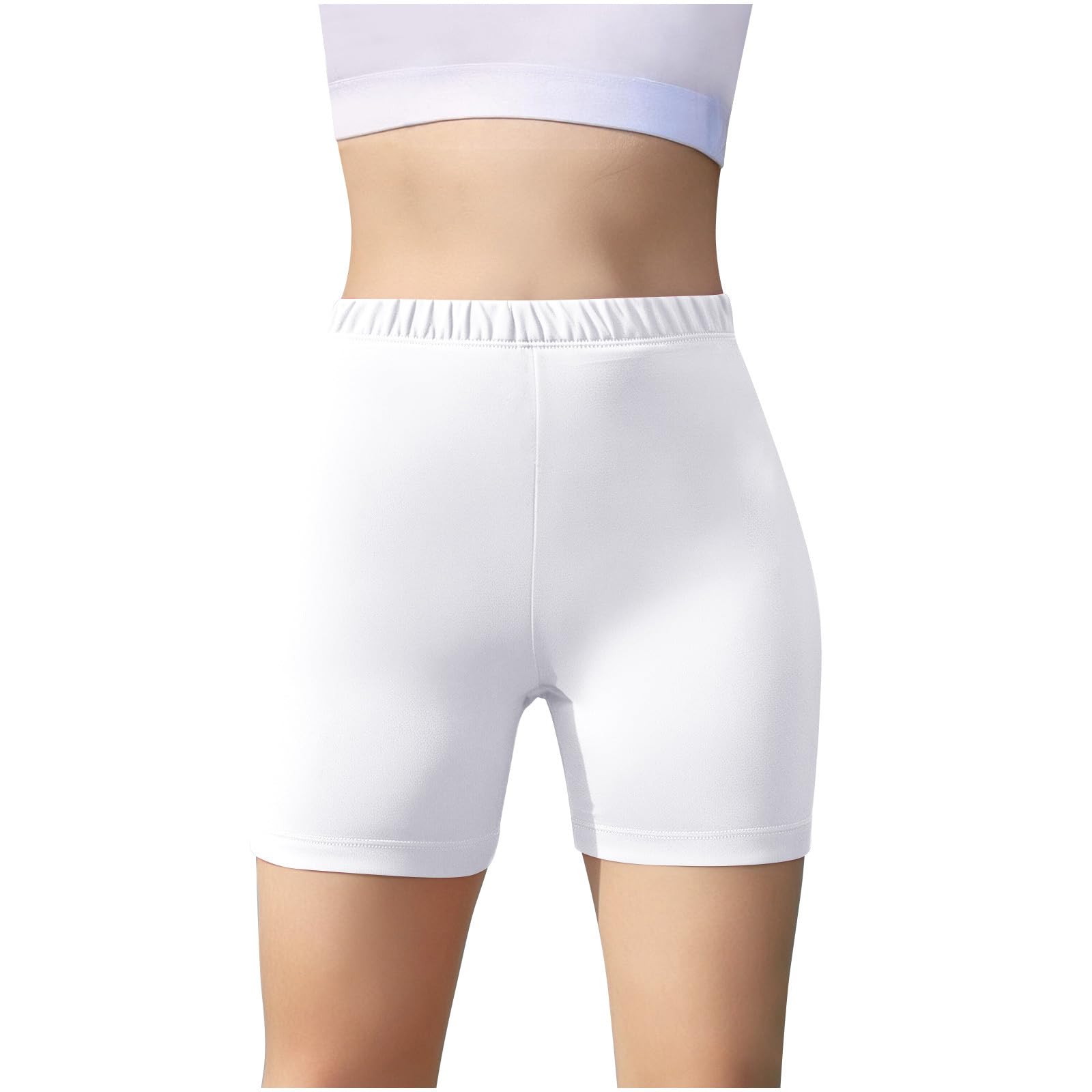 Lot de 5 shorts pour fille - Legging court d'été - Short de cyclisme en coton - Couleur unie - Short de sport stretch - Pantalon de yoga - Taille élastique - 5-14 ans