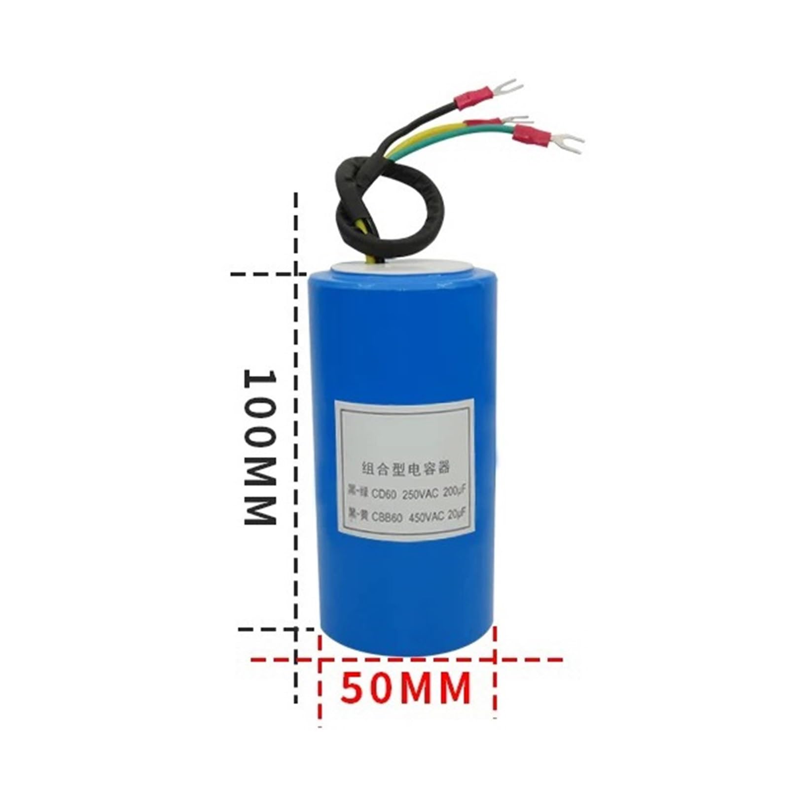 Máquina de elevación de neumáticos con condensador combinado de tres cables CBB60+CD60, capacidad de 450 V/250 V.(CBB60 20UFCD60 200UF)