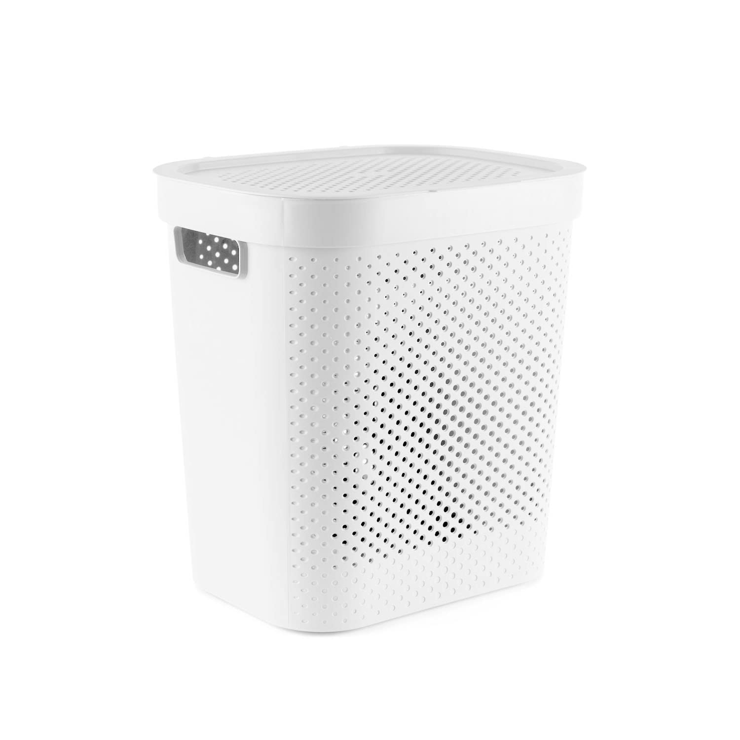 Cleany Genie Plastic Laundry Basket with Lid, Multi-Purpose Laundry Bin with a Slit Break Resistant, Light Weight, Durable and Stylish Construction Large Space Perfect for Storage, White