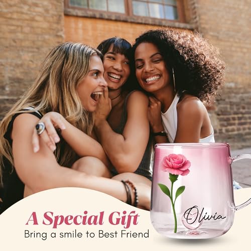 Taza de vidrio con diseño degradado rosa floral 11 onzas miniatura 2