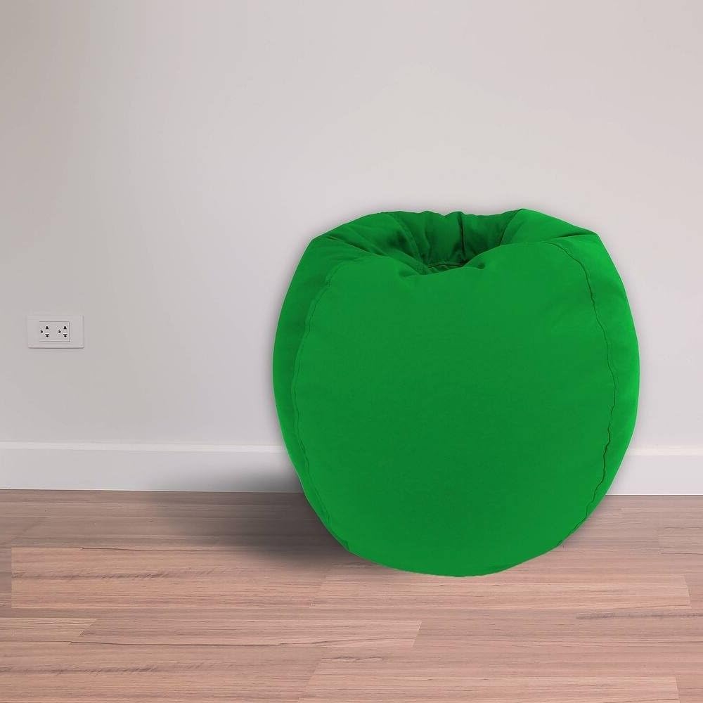 Lightweight 25-Inch Round Kids Bean Bag Chair in Vibrant Green Color | Highly Durable and Soft Material with Double-Locking & Child-Safe Zipper, Casual Style