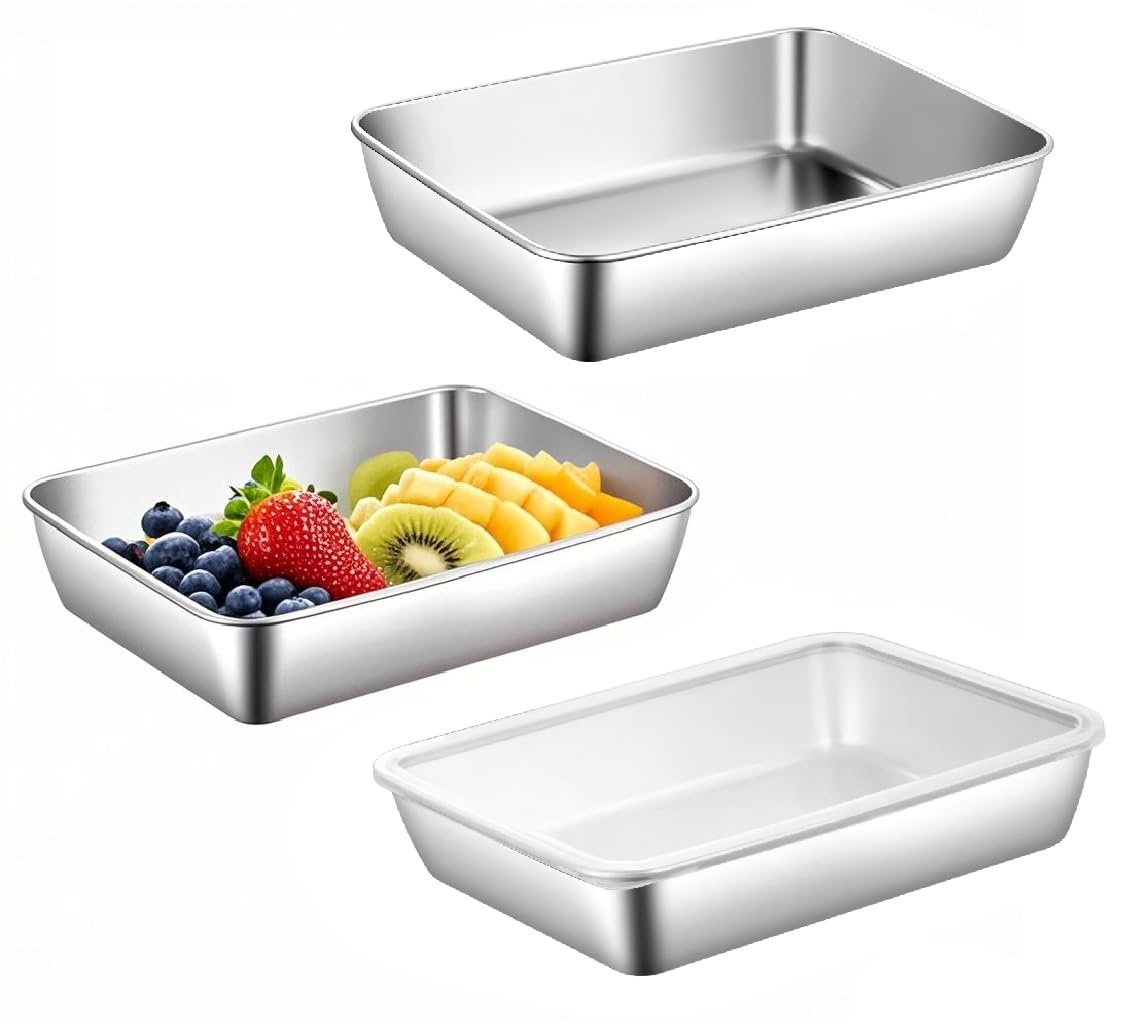 Set Ciotole Per Impanare In Acciaio Inox – Rettangolari, Per Cotolette E Pesce, Design Ergonomico