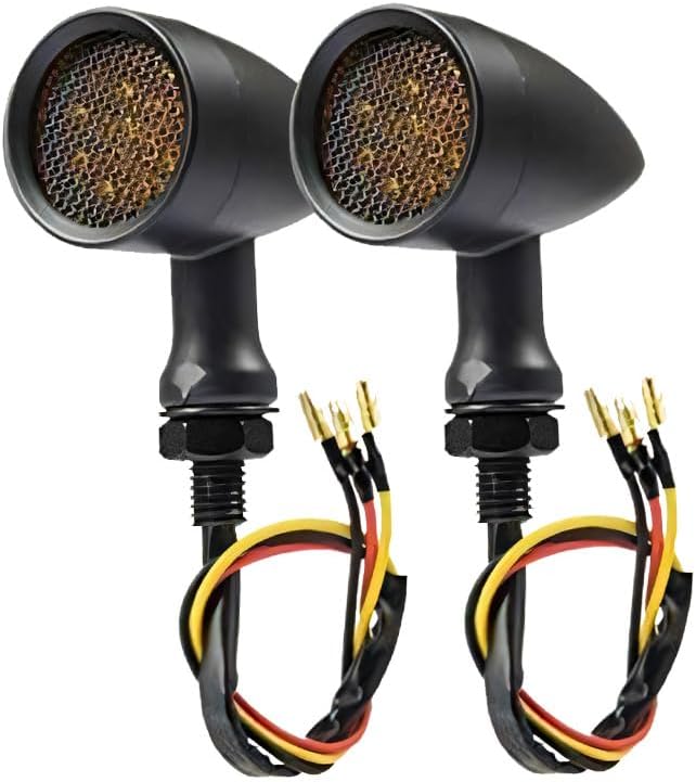 Riloer Motorcycle Indicator Lights, Waterproof Bullet LED Indicator Lights for Motorcycles, motorbike bike indicators,Compatible wtih HarleyCompatible with Kawasaki Off Road etc(2PCS,Aluminum,12V)
