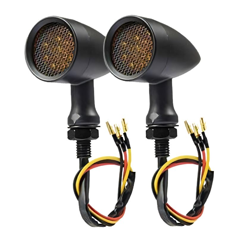 RiloerMotorcycle Indicator Lights, Waterproof Bullet LED Indicator Lights for Motorcycles, motorbike bike indicators,Compatible wtih HarleyCompatible with Kawasaki Off Road etc(2PCS,Aluminum,12V)