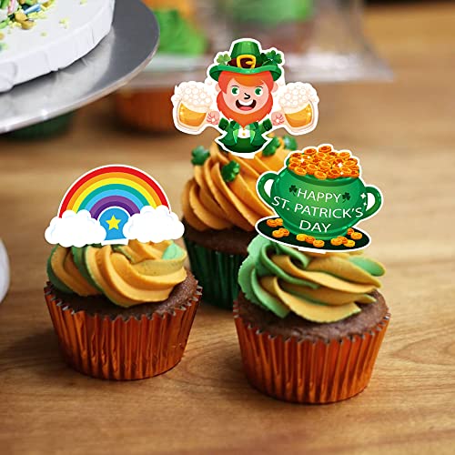 72Pcs St.patrick's Day Cupcake Toppers, Shamrock Lucky Irish Food Picks Appetizers Cupcake Decorations St Patrick's Day Party Supplies Favor #TOP3