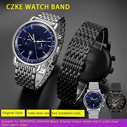 Bracelet montre 22mm acier solide SCRUBY fermoir pliant sécurisé noir - 2