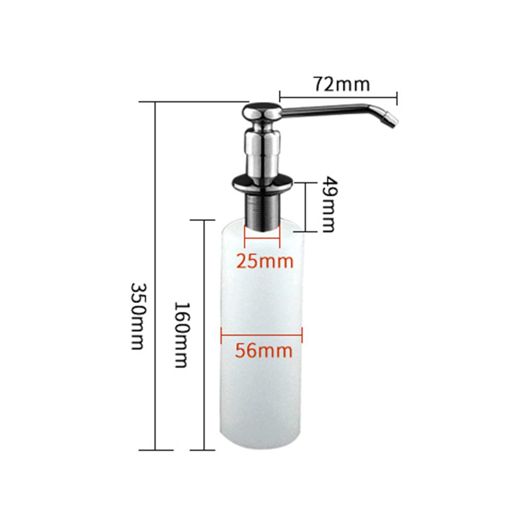 Dispenser di Sapone da Cucina Dispenser di Sapone da Incasso con capacità 350ml Diametro del Foro Adatto 26mm-40mm