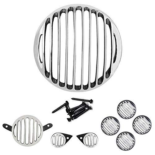 AUTOVEA Combo of Heavy Metal Half CNC Headlight Grill, Indicator Grill Set and Tail Light Grill (Set of 8) (Black & Silver) Compatible with Royal Enfield Classic 350-image-21