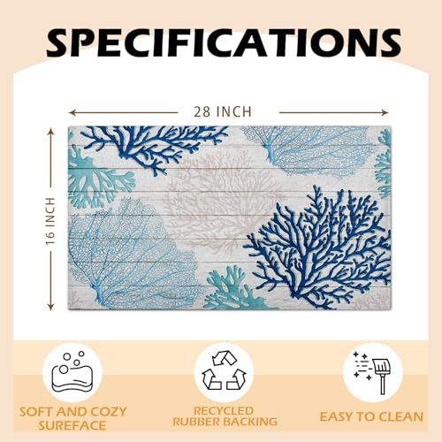 LUVADIAN Blue Beach Door Mat - Beach Coastal Outdoor Welcome Mat, Nautical Door Mat, Beach House Decor, Coastal Ocean Bathroom Decor, Coastal Outdoor Decor, Semi-Sheepskin Material,16x28 Inch - Image 3