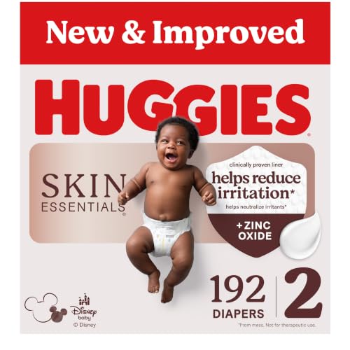 Image of Huggies Size 2 Diapers, Skin Essentials Baby Diapers, Size 2 (12-18 lbs), 192 Count (3 Packs of 64), Packaging May Vary