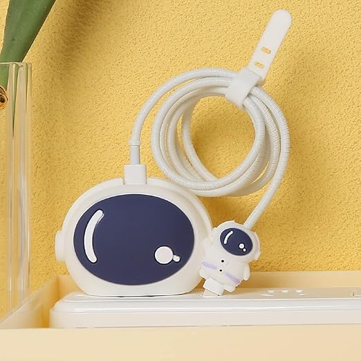 Image of Rycore 3D Cartoon Charger Protector Case for iPhone,Silicon Charger Case Cover For 18W-20W iPhone 15 14 13 12 11 Pro Max Fast Charging USB- C Adapter with Extra 360 Degree Protection and Cable Spiral